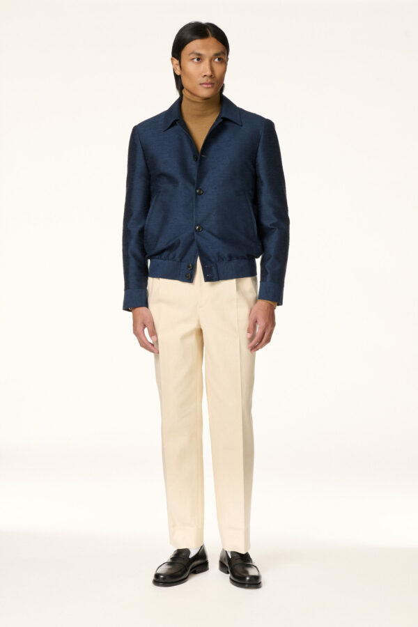 Navy Blue Silk Shantung Jacket